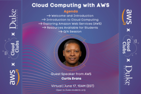 MIDS Cloud Club AWS Cloud Computing Workshop Monday June 17 at 10am via zoom or in Gross 270 at 3pm. White text on blue background